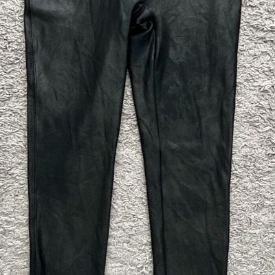 Spanx Leggings Women's Size Small Shiny Faux Leather Black 20014R